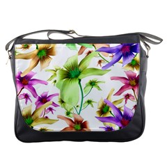 Multicolored Floral Print Pattern Messenger Bag by dflcprints