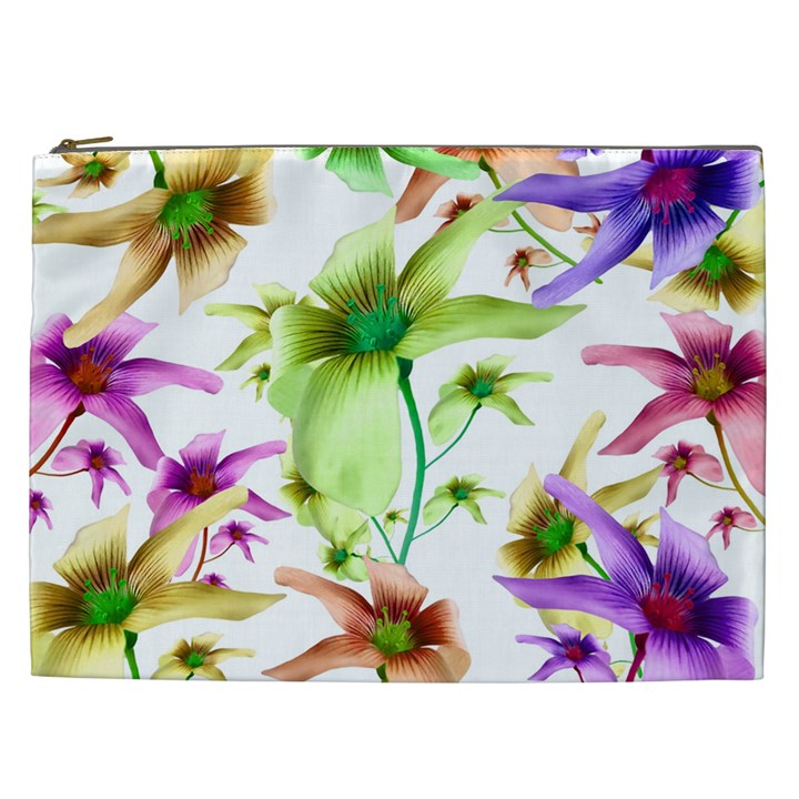 Multicolored Floral Print Pattern Cosmetic Bag (XXL)