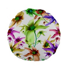 Multicolored Floral Print Pattern 15  Premium Round Cushion 