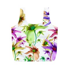 Multicolored Floral Print Pattern Reusable Bag (m) by dflcprints