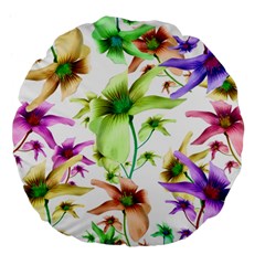 Multicolored Floral Print Pattern 18  Premium Flano Round Cushion  by dflcprints