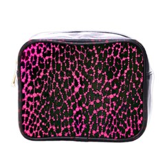 Hot Pink Leopard Print  Mini Travel Toiletry Bag (one Side)