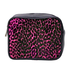 Hot Pink Leopard Print  Mini Travel Toiletry Bag (two Sides) by OCDesignss