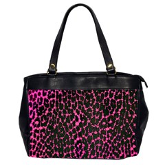 Hot Pink Leopard Print  Oversize Office Handbag (two Sides) by OCDesignss