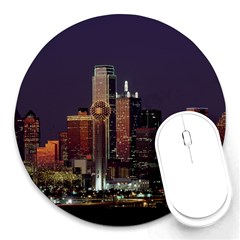 Dallas Skyline At Night 8  Mouse Pad (round)