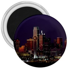 Dallas Skyline At Night 3  Button Magnet by StuffOrSomething