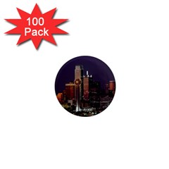 Dallas Skyline At Night 1  Mini Button Magnet (100 Pack) by StuffOrSomething