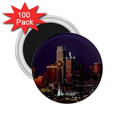 Dallas Skyline At Night 2 25  Button Magnet (100 Pack) by StuffOrSomething