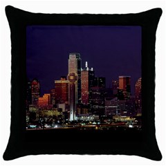 Dallas Skyline At Night Black Throw Pillow Case