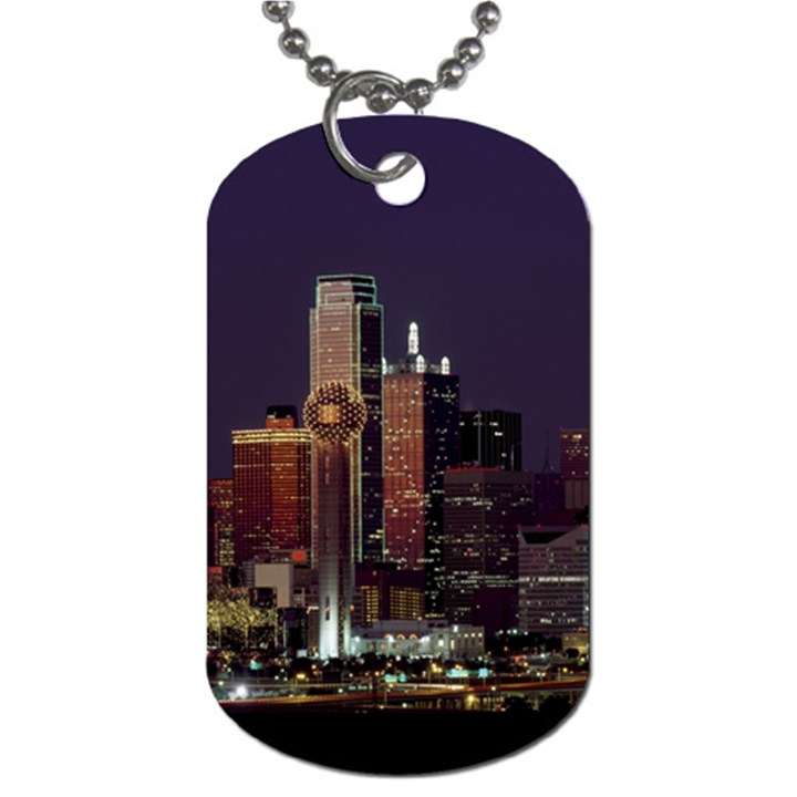 Dallas Skyline At Night Dog Tag (One Sided)