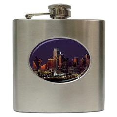 Dallas Skyline At Night Hip Flask