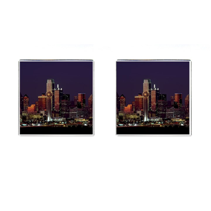 Dallas Skyline At Night Cufflinks (Square)