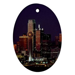 Dallas Skyline At Night Oval Ornament (two Sides) by StuffOrSomething