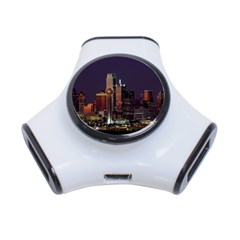 Dallas Skyline At Night 3 Port Usb Hub