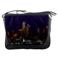 Dallas Skyline At Night Messenger Bag by StuffOrSomething