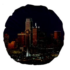 Dallas Skyline At Night 18  Premium Round Cushion  by StuffOrSomething