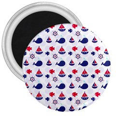 Nautical Sea Pattern 3  Button Magnet