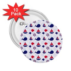 Nautical Sea Pattern 2 25  Button (10 Pack)