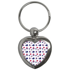 Nautical Sea Pattern Key Chain (heart) by StuffOrSomething