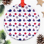 Nautical Sea Pattern Round Ornament (Two Sides) Front