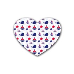 Nautical Sea Pattern Drink Coasters 4 Pack (heart)  by StuffOrSomething