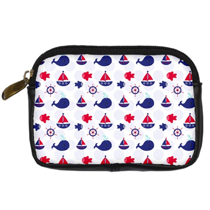 Nautical Sea Pattern Digital Camera Leather Case