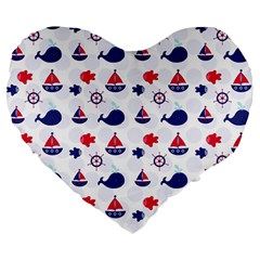 Nautical Sea Pattern 19  Premium Heart Shape Cushion by StuffOrSomething