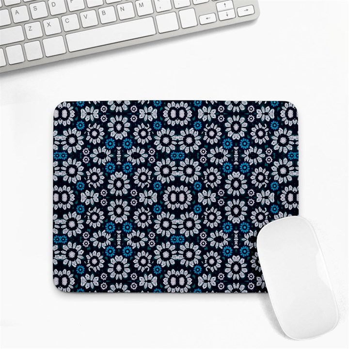 Floral Print Seamless Pattern in Cold Tones  Small Mouse Pad (Rectangle)