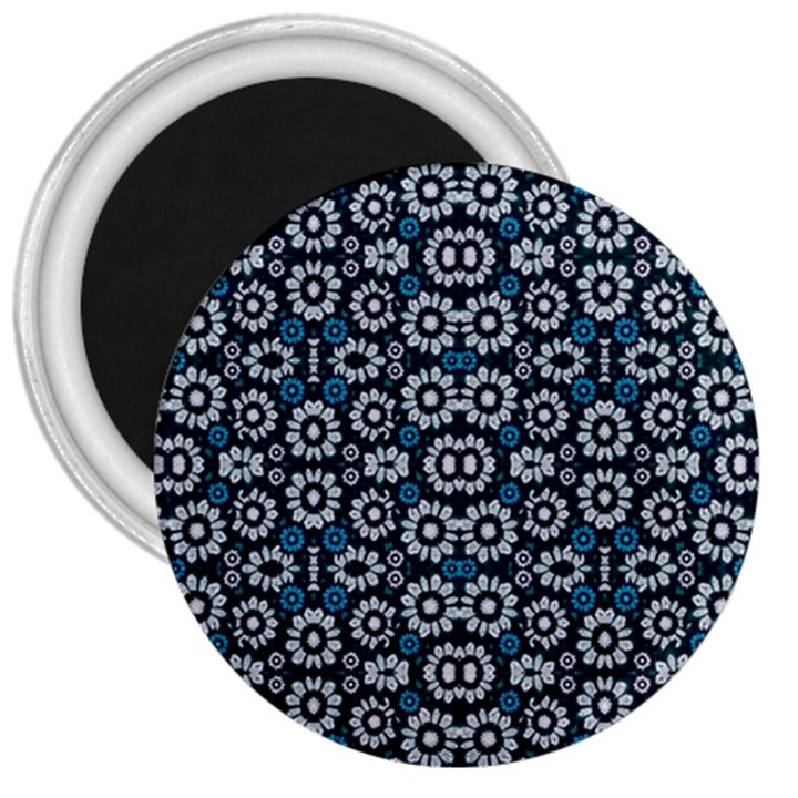 Floral Print Seamless Pattern in Cold Tones  3  Button Magnet