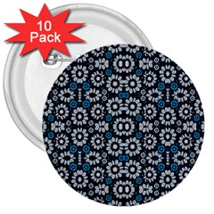 Floral Print Seamless Pattern In Cold Tones  3  Button (10 Pack) by dflcprints