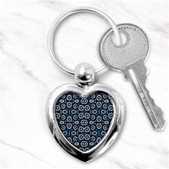 Floral Print Seamless Pattern In Cold Tones  Key Chain (heart)