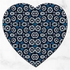 Floral Print Seamless Pattern In Cold Tones  Jigsaw Puzzle (heart) by dflcprints