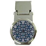 Floral Print Seamless Pattern in Cold Tones  Money Clip with Watch Front