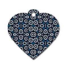 Floral Print Seamless Pattern In Cold Tones  Dog Tag Heart (two Sided)