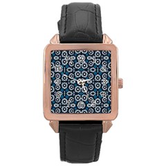 Floral Print Seamless Pattern In Cold Tones  Rose Gold Leather Watch  by dflcprints