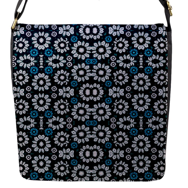 Floral Print Seamless Pattern in Cold Tones  Flap Closure Messenger Bag (Small)