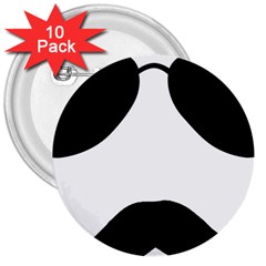 Aviators Tache 3  Button (10 Pack)