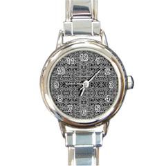 Cyberpunk Silver Print Pattern  Round Italian Charm Watch by dflcprints