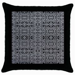 Cyberpunk Silver Print Pattern  Black Throw Pillow Case