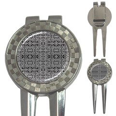 Cyberpunk Silver Print Pattern  Golf Pitchfork & Ball Marker by dflcprints