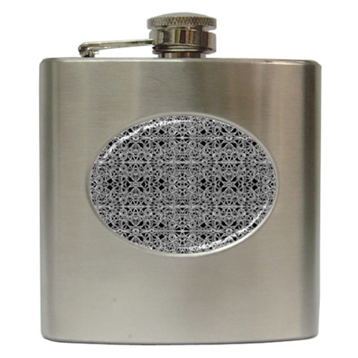 Cyberpunk Silver Print Pattern  Hip Flask