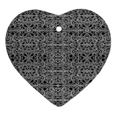 Cyberpunk Silver Print Pattern  Heart Ornament (two Sides) by dflcprints