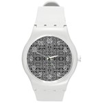 Cyberpunk Silver Print Pattern  Plastic Sport Watch (Medium) Front