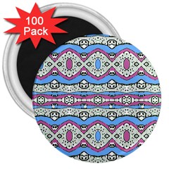 Aztec Style Pattern In Pastel Colors 3  Button Magnet (100 Pack) by dflcprints