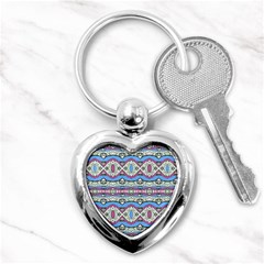 Aztec Style Pattern In Pastel Colors Key Chain (heart) by dflcprints