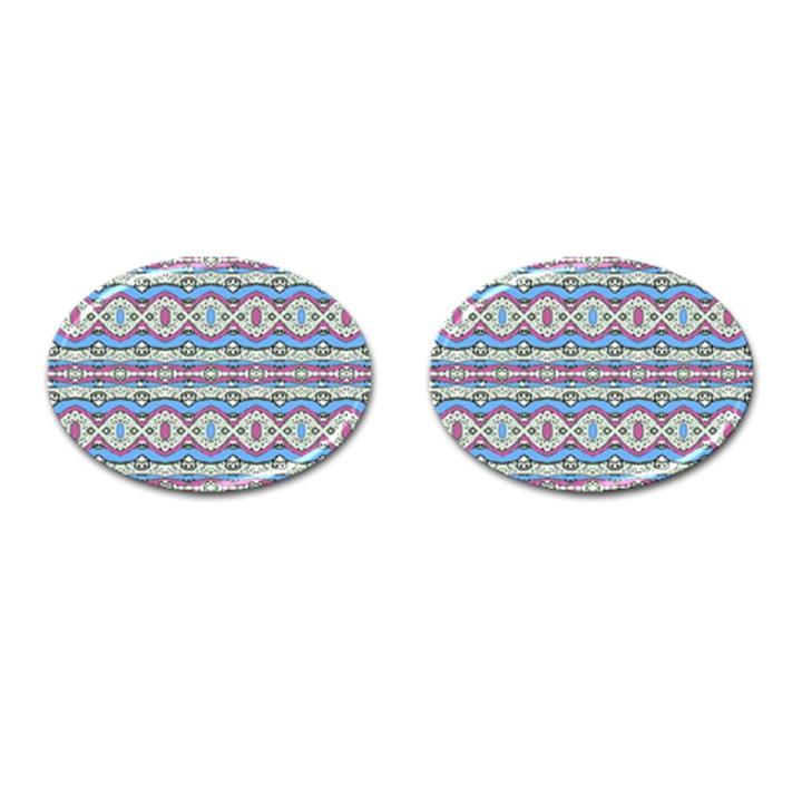 Aztec Style Pattern in Pastel Colors Cufflinks (Oval)