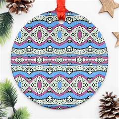 Aztec Style Pattern In Pastel Colors Round Ornament (two Sides) by dflcprints