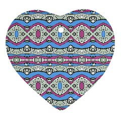 Aztec Style Pattern In Pastel Colors Heart Ornament (two Sides) by dflcprints