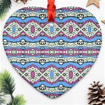 Aztec Style Pattern in Pastel Colors Heart Ornament (Two Sides) Front