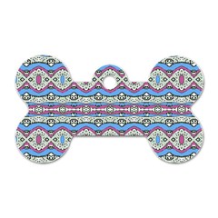 Aztec Style Pattern In Pastel Colors Dog Tag Bone (two Sided) by dflcprints